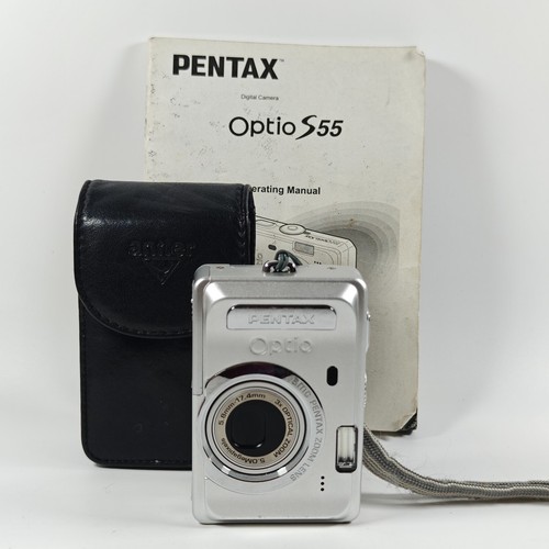 Pentax Optio S55 5.0MP Digital Camera 3x Optical Zoom Silver, Case, Manual - Picture 2 of 21