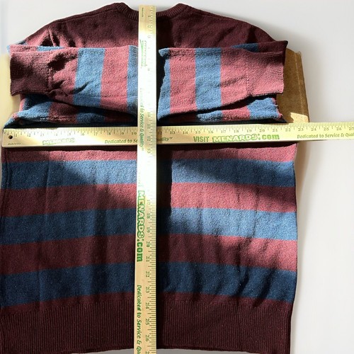 Gap Sweater Lambs Wool Blue & Red Wide Striped Men’s Size Large Pullover Y2K - Picture 3 of 6