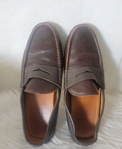 Gucci Größe 38,5/5 Herren dunkelbraun Diamant Leder Penny Slipper Halbschuhe - Bild 3 von 11