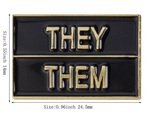 Pronouns Enamel Pin Badge Lapel Brooch Fashion Gift Jewellery LGBTQ He Him She - Foto 4 di 4