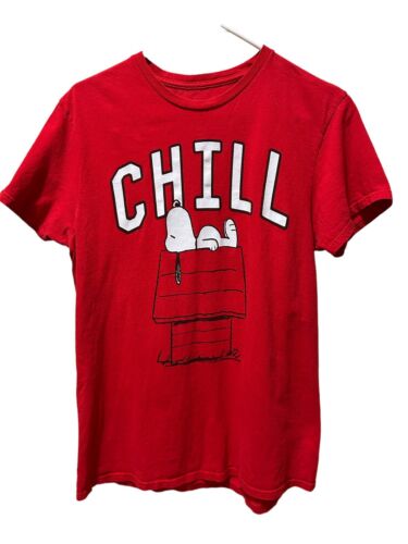 Peanuts “Chill” T Shirt Adult Size Medium Red Short Sleeve
