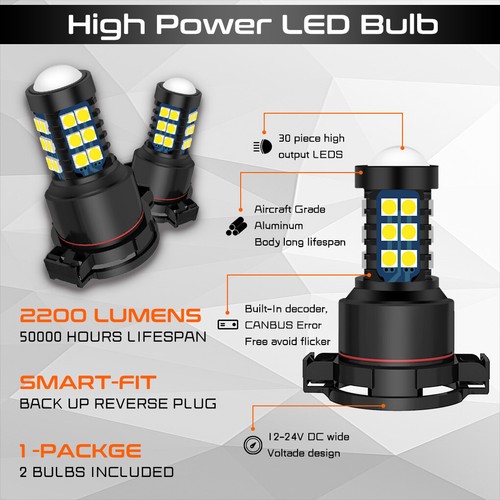 5202 5201 Bright 30SMD LED Fog Driving Light Replce Bulbs Daytime Running DRL - Picture 2 of 12