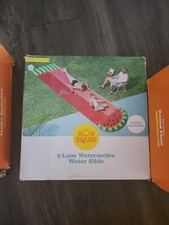 Sun Squad 2-Lane Watermelon Water Slide, Built-In Sprinklers NEW
