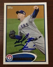 MATT HARRISON 2012 TOPPS AUTOGRAPHED SIGNED AUTO BASEBALL CARD 481 RANGERS