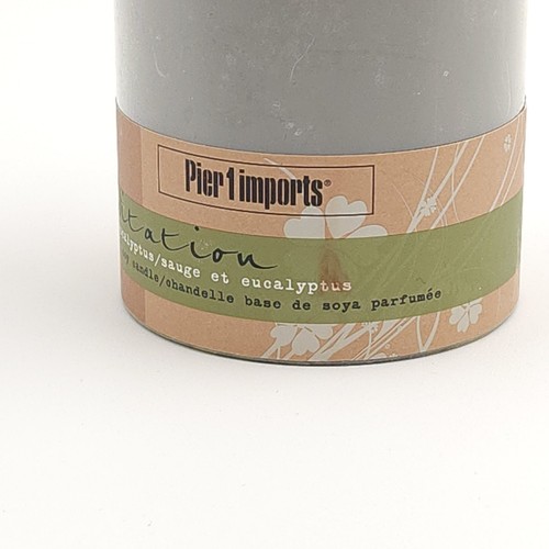 Pier 1 Imports Sage Eucalyptus Pillar Candle Home Fragrance Sealed Unused NOS - Picture 3 of 10