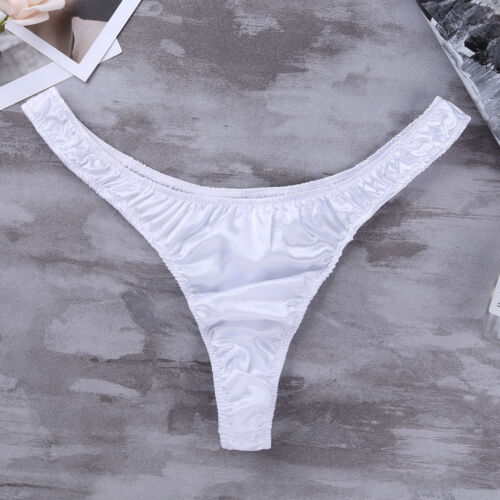 Men's Briefs Low-Rise Sissy Bikini Briefs Satin G-sting Thong Underwear Panties - Picture 53 of 60