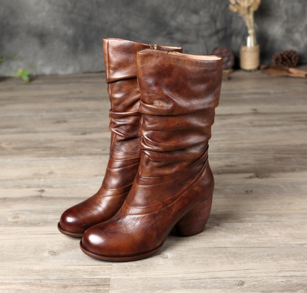 Zapatos de tacón alto Retro para mujeres Damas Mitad de pantorrilla botas hasta la rodilla Slouch Bloque Alto Tacón Alto Zapatos de tacón alto Retro para mujeres Damas Mitad Mitad Mitad de pantorrilla botas hasta la rodilla Slouch Bloque Alto Tacón Alto Tienda 2018