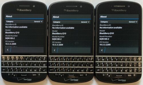 LOT OF THREE USED GSM UNLOCKED BLACKBERRY Q10 SQN100-2 SMARTPHONES - Picture 2 of 5