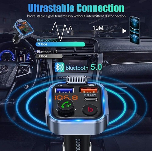 LENCENT Trasmettitore Bluetooth 5.0 per Auto, Musica Bluetooth Auto - Zdjęcie 3 z 5