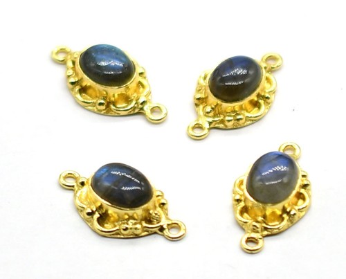 Labradorite Gemstone Connector 1 And 2 Loop Gold And Antique Silver Plated NC60. - Picture 9 of 13