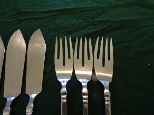 Wilkens Martin 508 Art-Deko Fischbesteck 6 Personen 12 Teile Silber 90er TOP ! - Bild 3 von 7