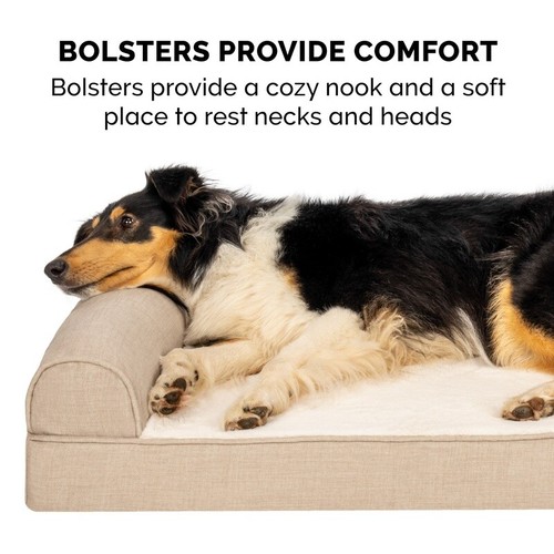 Plush & Performance Linen Orthopedic Sofa Pet Bed for Dogs & Cats - Flax Large - Picture 6 of 12