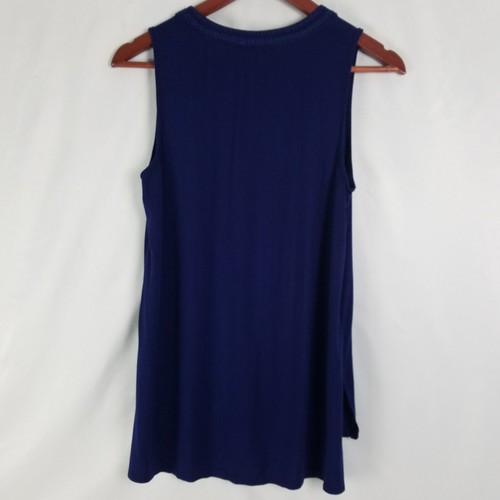 Cable & Gauge Shirt Damen klein blau Oberteil ärmellos Schlitzausschnitt Bluse - Bild 2 von 8
