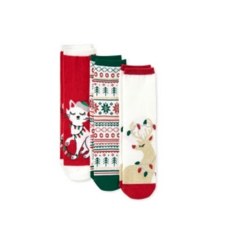 New! Girl's The Children's Place 3pk Holiday Crew Socks Multiple Sizes - Picture 4 of 4