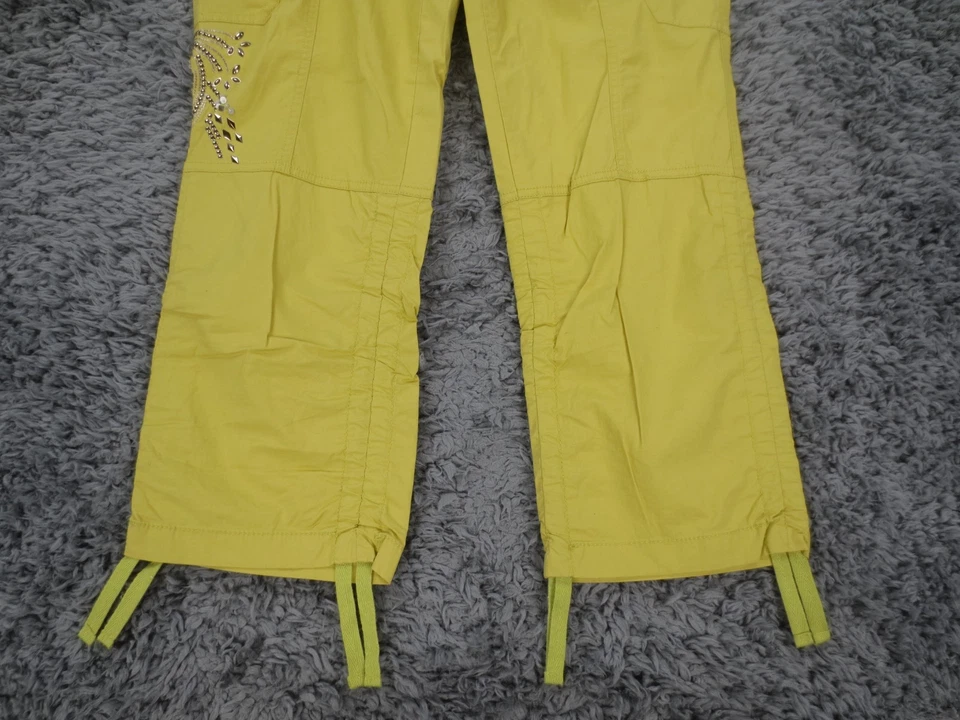 Pantalones capri INC International Concepts para mujer 12 amarillo verde con cuentas cargo corbata Foto 2 de 4