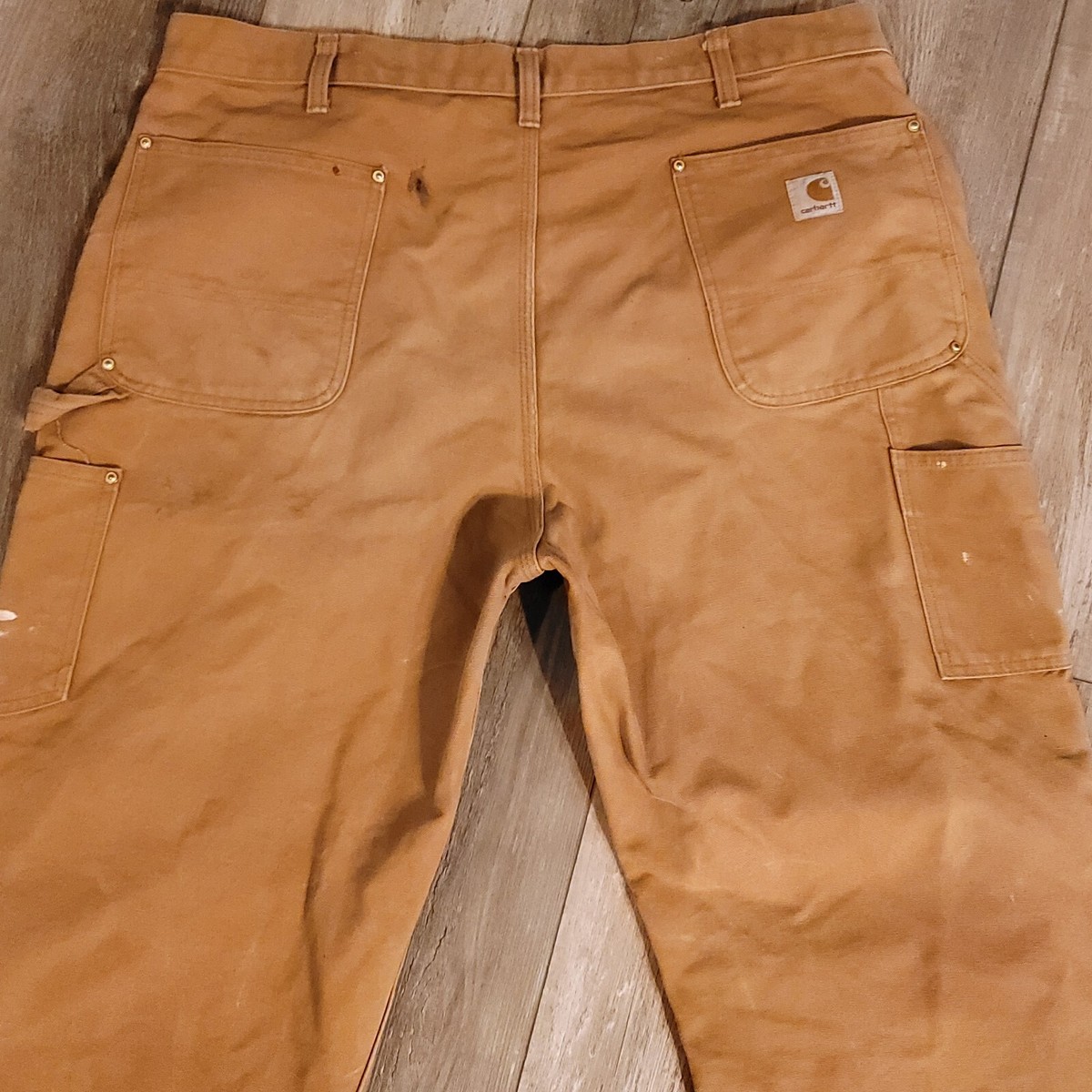 Carhartt B01 BRN Duck Double Knee Distressed Work Pants Sz