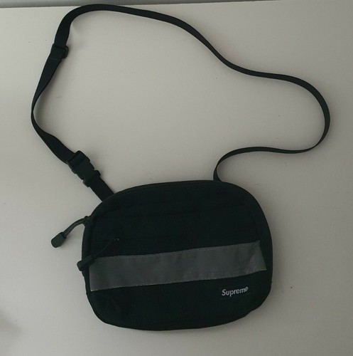 FW14 Supreme Hi Vis Nero Spalla Borsa IN Cordura Tessuto Logo Scatola Riflessivo - Foto 2 di 12