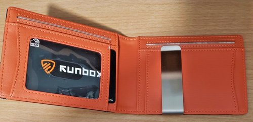 Runbox Wallet: Black & Orange w/Money Clip (RFID protection) - Picture 3 of 3
