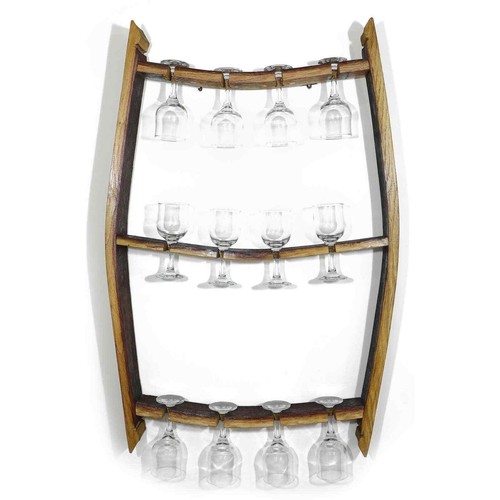 Wine Barrel Trio Glass Display (Wine Rack - Wine Rack Wall Mount -Stemware Rack) - Picture 4 of 5