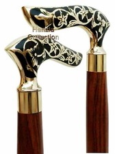 Vintage Designer Brass Handle Antique Style Victorian Cane Wooden Walking Stick