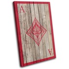 Ace of Diamonds Woof Effect Vintage SINGLE CANVAS WALL ART Picture Print