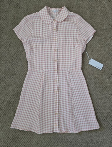Reformation Kleid Wilma Blush Check Gr. 8 Neu mit Etikett
