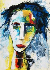 ORIGINAL ACRYLIC PAINTING Expressive fine ART SURREAL portrait palette knifes
