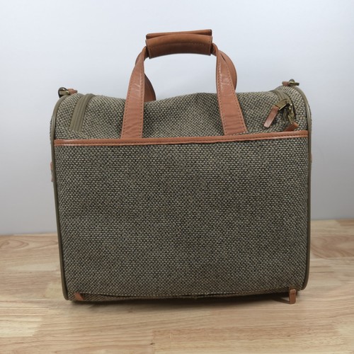 Hartmann Tweed Lederbesatz Handgepäck Schulter Kosmetik Übernachtung Tasche Gepäck - Bild 9 von 21