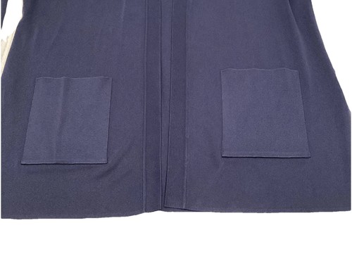 Exclusively Misook Damen Strickjacke mit offenen Fronttaschen Acryl dunkelblau Gr. L - Bild 4 von 10