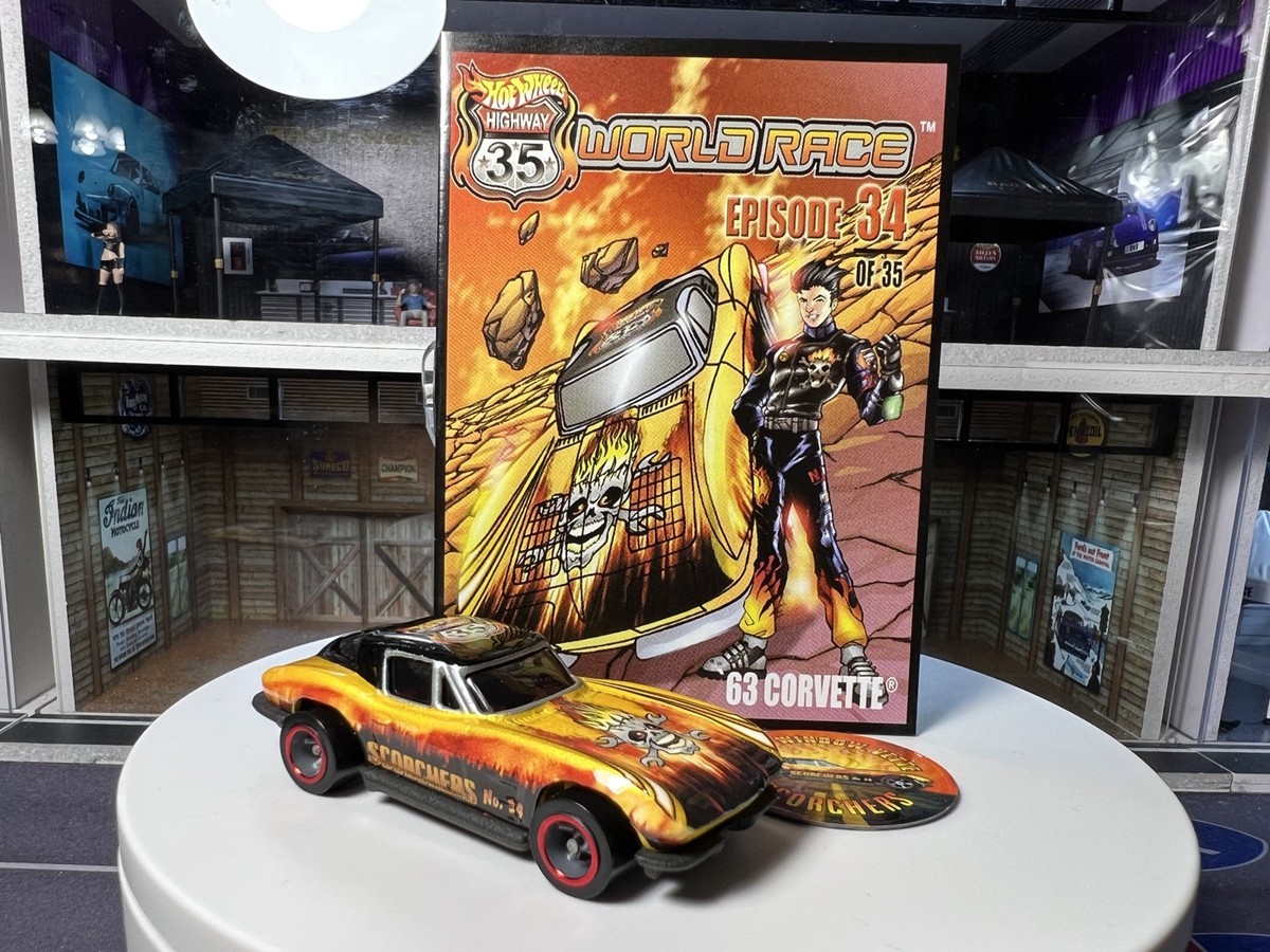 ホットウィール ハイウェイ35 ワールドレース　63 コルベット　スコーチャーズ Hot Wheels Highway 35 World Race 63 Corvette Stingray LOOSE MINT