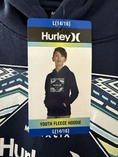 Hurley Youth Fleece Hoodie Size L (14/16) Navy easy fit NWT