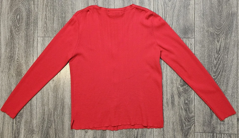 Cárdigan tejido con botones vintage Y2K JAC LS suéter recortado rojo para mujer talla Lg Foto 2 de 4
