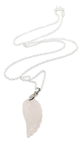 Collar Ala de Ángel Rosa Cuarzo Colgante Devoción Piedra 18" Cadena Plateada - Imagen 3 de 12
