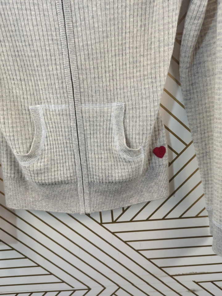 Twisted Heart America Zip Up Hoodie SOFT CASHMERE? ZIP RIBBED HEART EMBROIDERY S - Image 4 of 4