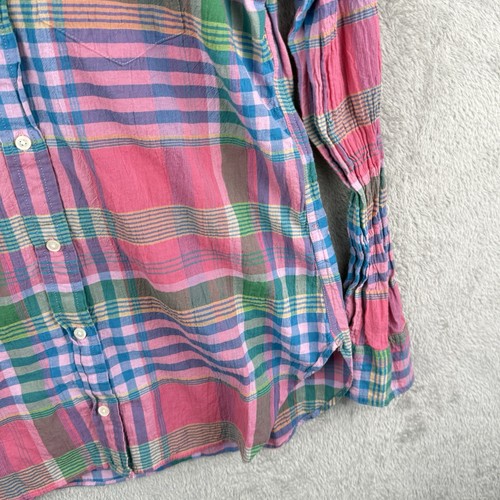 J.Crew Button Up Hemd Damen 4 klassisch rosa Madras kariert adrett weich Freizeit - Bild 5 von 10