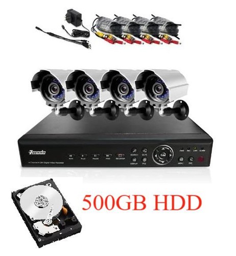 Zmodo 4CH 500GB H.264 DVR 4 IR Home Security Camera CCTV Surveillance System Kit - Picture 1 of 7