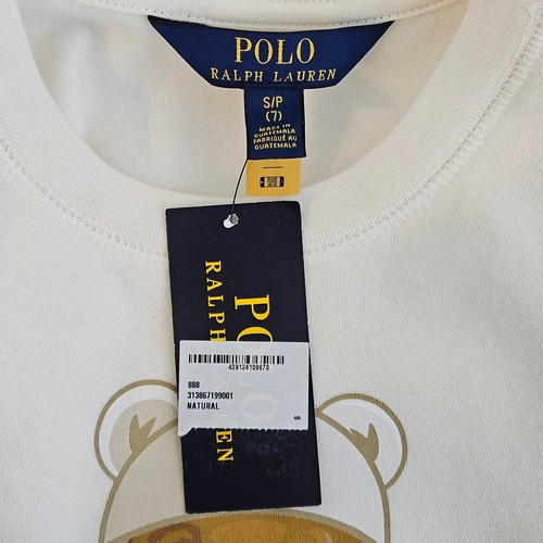 Polo Ralph Lauren Girl's Winter White Ivory Baby Bear Fleece Dress | 7 - Picture 9 of 12