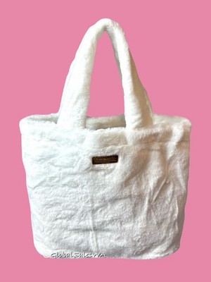 Carolina Herrera Good Girl Faux Fluffy Fur Tote Bag Angel White