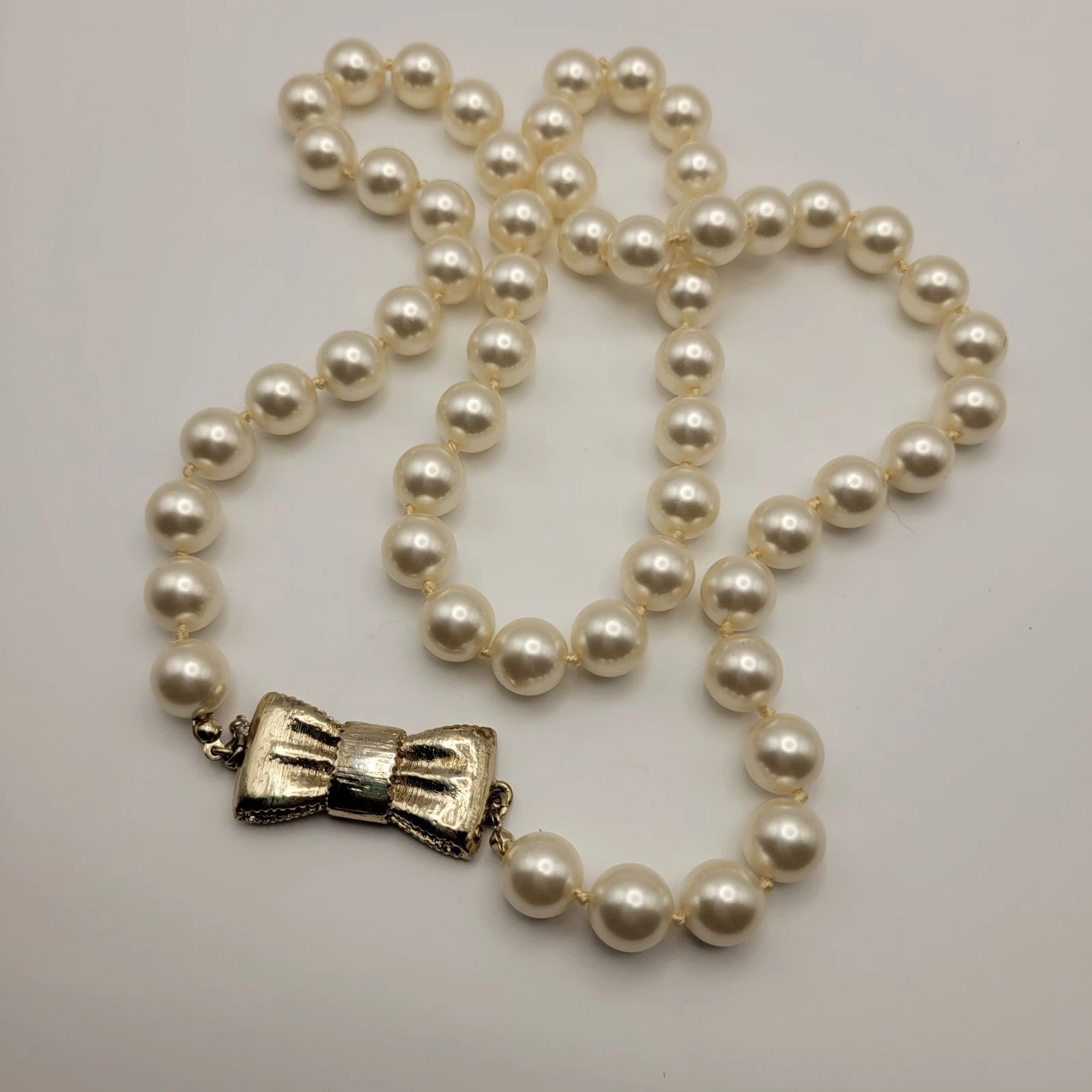 VETEMENTS Collana Perle Bianche Con Fiocco Tono Oro Filo Qualità Pesante Matrimonio Prom