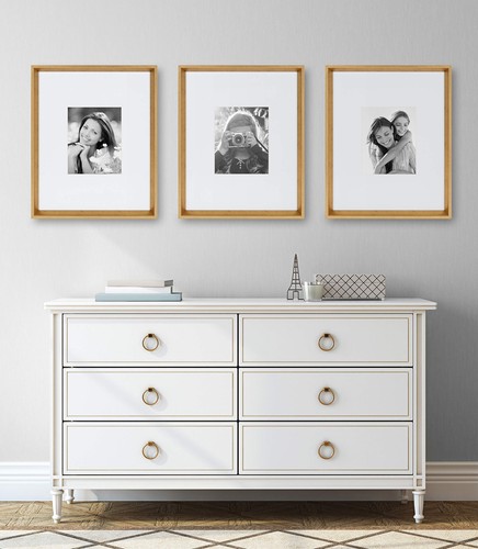 Gold Picture Frame Set 16x20 Matted to 8x10 Decorative Wall Art Display 3 Piece - Picture 2 of 6