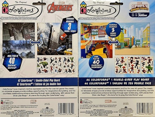 MARVEL AVENGERS & Marvel Spidey Colorforms pegatina historia aventura conjunto de 2 NUEVO - Imagen 2 de 2
