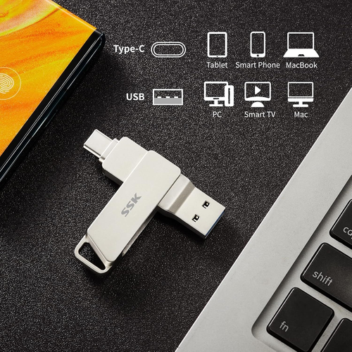 SSK 128GB USB C Flash Drive up to 200MB/s Transfer Speed Dual - 第 4/9 張圖片