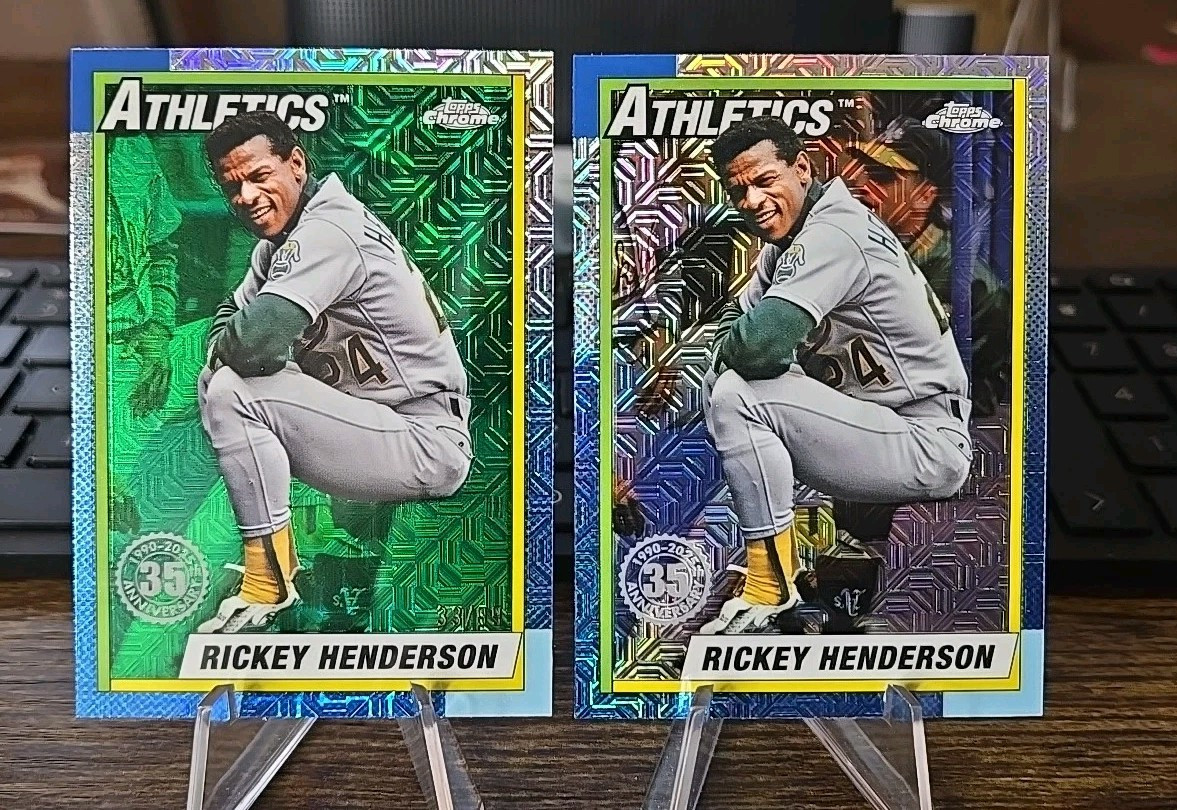 RICKEY HENDERSON 2025 Topps Series 1 1990 Mojo Silver Topps Chrome Green 33/99
