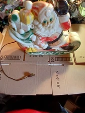 VINTAGE TABLETOP EMPIRE BLOWMOLD SANTA IN SLEIGH  1970 LIGHTED OG CORD AND LIGHT