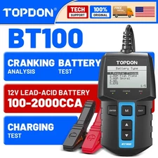 A+++TOPDON BT100 12V 24V Car Battery Tester Load Tester Charging Test for DIYERS