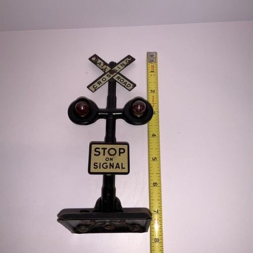 Vintage Marx Metal O Gauge Railroad Crossing Stop on Signal 71/2" - Picture 8 of 8