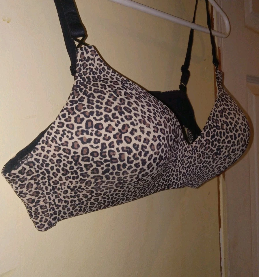 Camiseta inalámbrica Warners marrón con estampado de leopardo sujetador para mujer talla 36A Foto 2 de 4