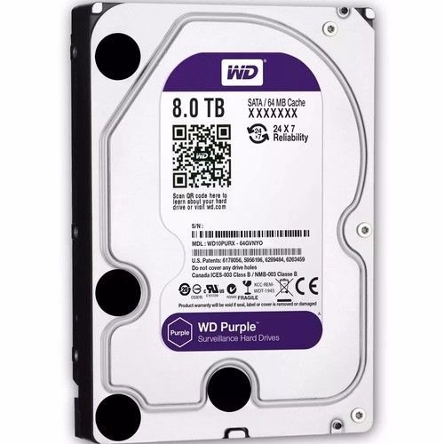 Disco Hard Western Digital Purple 8TB HDD 3.5 " for CCTV Canon Digital Included