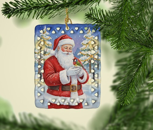 Caroline's Treasures Gouldian Finch Santa Claus Porcelain Ornament FNT1192CO2 - Picture 2 of 3