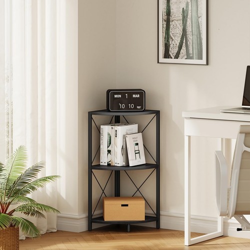 Corner Shelf with Metal Frame, 3 Tier Corner Storage Organizer, Freestanding ... - Picture 4 of 8
